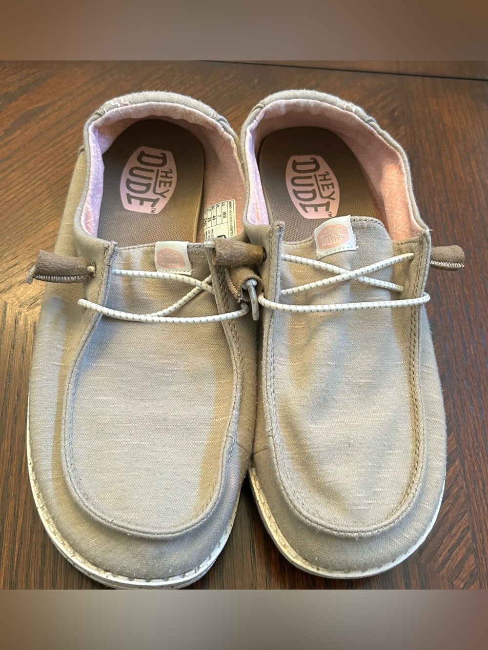 HEY DUDE Beige Heathered Wendy Stretch Shoes Size 9
